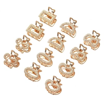 Goudkleurige Mini Haarklemmen Dames Set van 12 Stuks Glitter Haar klem Geometrische Haarclips Kunststof Kleine Haaraccessoires