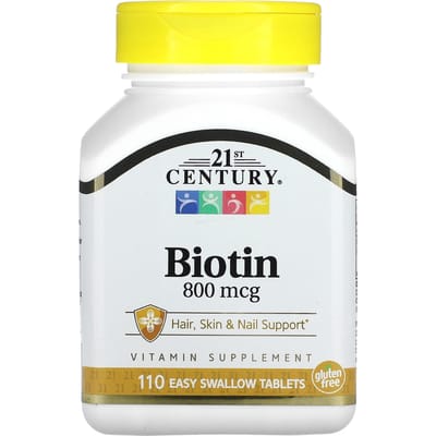 21st Century, Biotine, 800 mcg, 110 gemakkelijk door te slikken tabletten