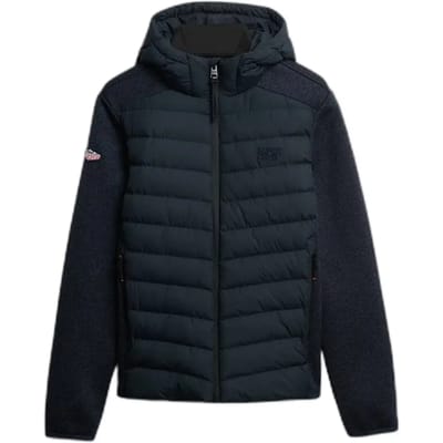 Superdry Jas Hooded Storm Knit Hybrid Jkt M5012293a Eclipse Navy Mannen Maat - S