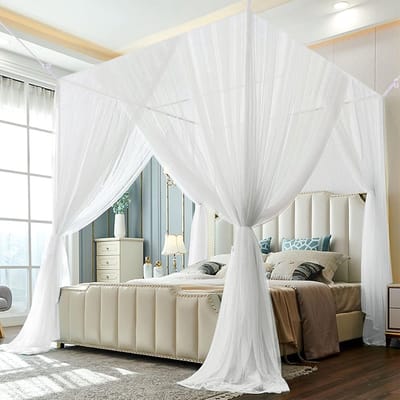 Dubbele Bed Mosquito Net - Fijnmazig Vliegennet voor Bed - 240 x 210 x 190 cm, Wit, Ideaal voor Bescherming Tegen Muggen en Insecten