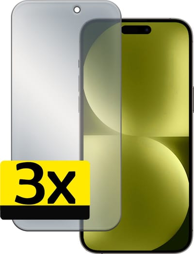 Screenprotector - Geschikt voor Apple iPhone 15 - 3 Stuks - Privacy Filter - Beschermglas - Gehard Glas - Tempered Glass - Screen Protector