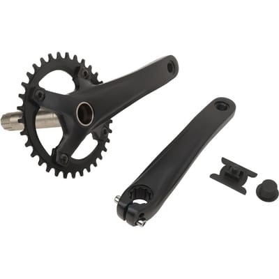 Pédalier de Vélo 34T Creux Intégré Monovitesse Plateau Rond Ensemble de Manivelles en Alliage d'Aluminium pour VTT BMX Route black