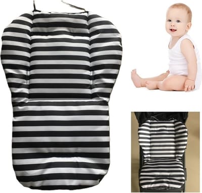 Allernieuwste.nl® Buggy Inleg Kussen Zwart-Witte Strepen - Tweezijdig bruikbaar - Kinderwagen