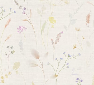 WEIDEBLOEMEN BEHANG | Bloesem - Wit Groen Blauw Geel Lila - A.S. Création Pintwalls III