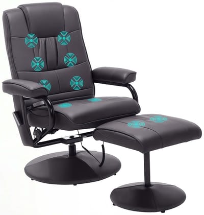 HOMCOM - Massagestoel - incl. voetenbank - 10 vibratiepunten - Bruin