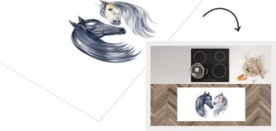 Keukenloper - Loper keuken - Paarden - Waterverf - Ruit - 120x60 cm - Keukenloper vinyl