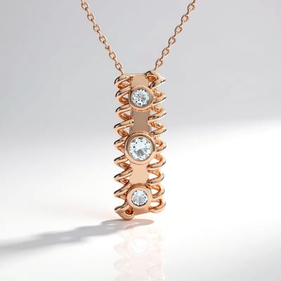 Cavill - Zilveren Halsketting - 925 Sterling Zilver Rosé Vermeil - Zwitsers-blauwe Topaas 0,59 ct - Moderne Damesketting Met Ronde Edelstenen