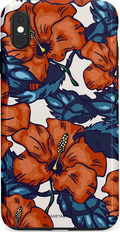 Casetastic hoesje geschikt voor Apple iPhone XS Max - Dubbellaagse bescherming - Exotische paradijs - Fashion Case - Terracotta Donkerblauw Bruin Donkergrijs