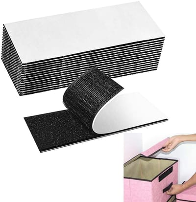 Dailygoods - Klittenband, zelfklevend, extra sterk, kleefpads, dubbelzijdig plakband, dubbelzijdig plakband, herbruikbaar, rechthoekige tape, zelfklevend, 2,5 x 10 cm (zwart) 18 stuks