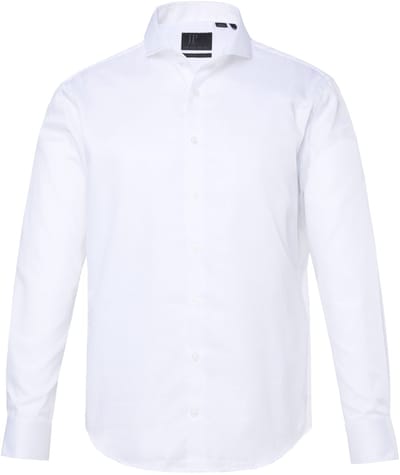 JP 1880 - Heren - Overhemd lange mouwen structuur haaikraag Modern Fit - Sneeuwwit - Maat 3XL