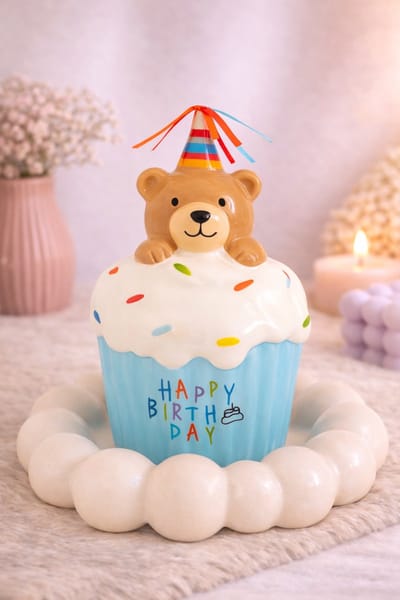 Happy Birthday Spaarpot met Beertje | Viva Femme | Baby | Kraamcadeau | Babyshower | Gender reveal | Blauw
