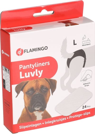 Inlegkruisje hond – Loopsheidbroekje hond – Flamingo Luvly Wit L – 24 stuks – voor loopsheid & comfort