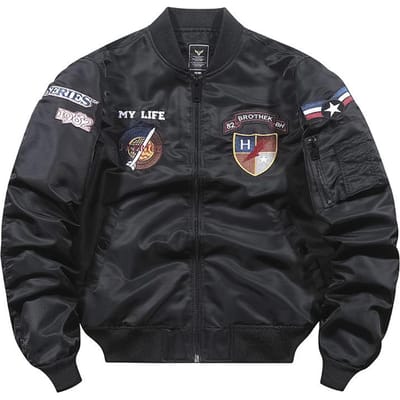 Jas Heren Los Geborduurd Baseballjack Herfst Grote Maten Jas 4XL zwart