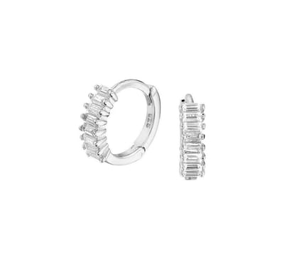 Zilver Gerhodineerde Klapoorringen zirkonia 1331969
