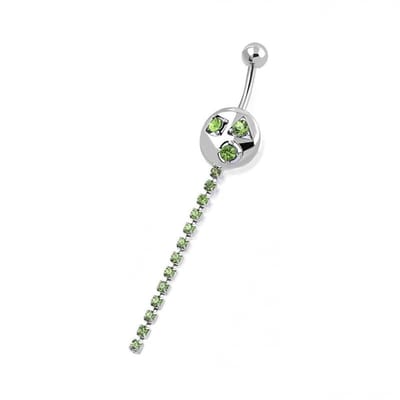 Aramat Jewels | Navelpiercings | Groene Strass Navelpiercing zilverkleur | | | |8mm | Staal | Volwassenen | Verkleurd niet