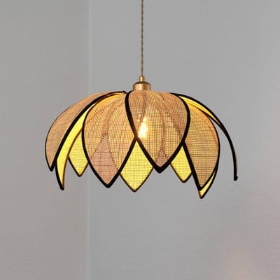 OSRAM DECOR Rattan Lotus Hanglamp 480mm E27 Bruin, Rattan, Metaal, natuurlijk, voor Woonkamer en Slaapkamer