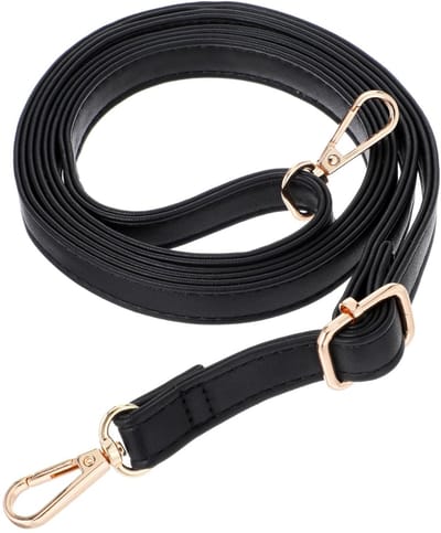 Dailygoods- Portemonnee Riem Verstelbaar 85-150 cm - Lederen Schouderriem - Vervangende Tasriem - Zwarte PU Riem - Gouden Gesp - Tasband