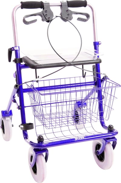 Rollator 43 cm zitbreedte - Premis Provo - Tot 120 kg - In hoogte verstelbaar - Duwbeugel Tweezijdig geremd - Metallic Blauw