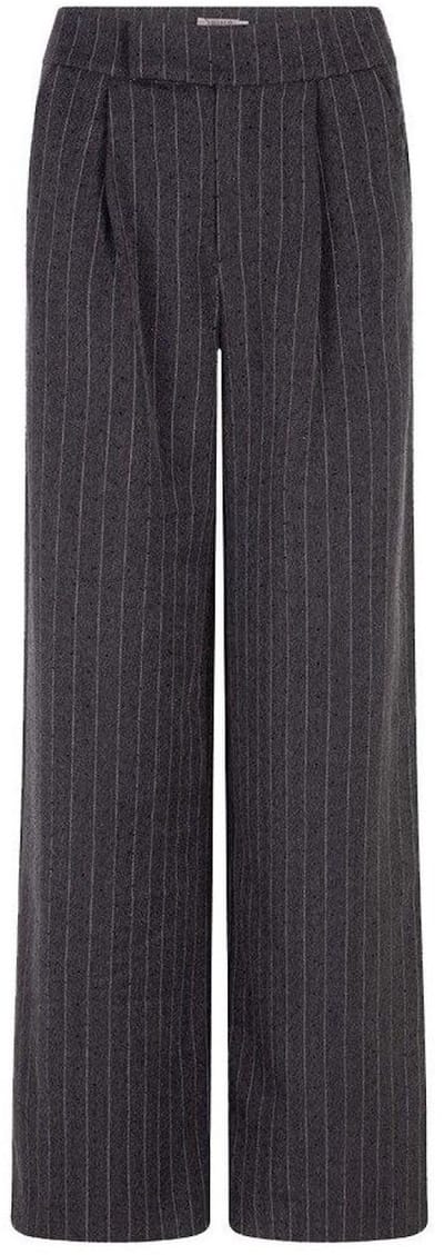 EsQualo Broek Trousers High Waist Stripe Studs F25 10517 Dark Grey Melange Dames Maat - W34