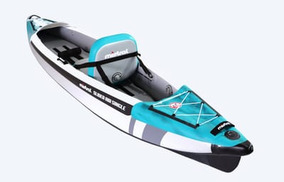 Mistral Slider Kayak Air Single | Opblaasbare Kajak | 1-Persoons Kajak | 376 x 91 cm | Max. 136 kg | Drop-Stitch | Stabiel en Snel | Incl. Peddel, Stoel, Pomp, Vin en Tas | Voor Touring en Recreatie