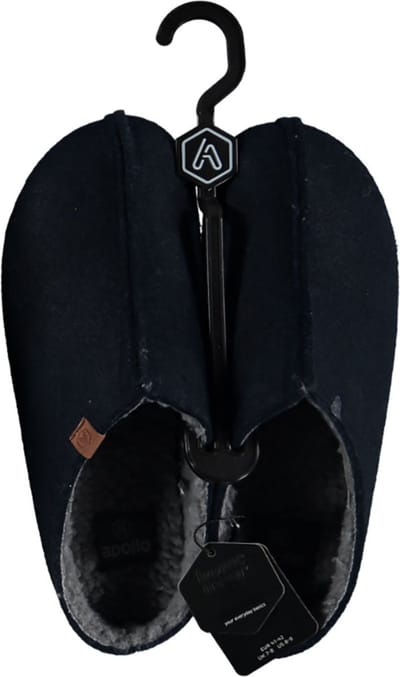 Apollo Heren Instap Pantoffel Vilt Denim Blauw Sloffen - Maat 43/44