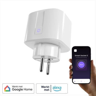 BULP Slimme Stekker - Smart Plug - 16A - Meet energieverbruik - WiFi - Tijdschakelaar - Met app bediening - Tegen Sluipverbruik - Bedien verlichting op afstand - Werkt met Google Home & Amazon Alexa - WiFi Stopcontact