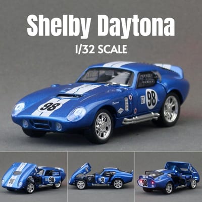 1/32 Shelby Daytona Gt Race Speelgoedauto Voor Kinderen Diecast Metaal Minatuurmodel Pull Back Geluid & Licht Collectie Cadeau Kind Jongens