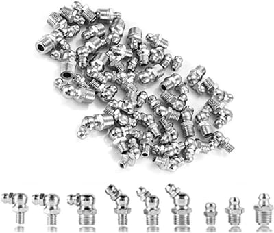 Vetnippel Assortiment - Smeerfittingen Set - Mechanisch Smeren - Incl. 45/90/180 Graden - 45 Stuks - Metaal