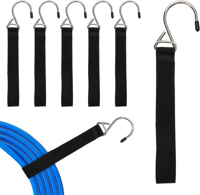 Klittenband ophang- en kabelhouderset met zelfklevende haken, S-haken en karabijnhaak voor het organiseren van kabels in huis, garage en camper