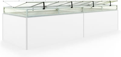 Moestuinbak opzetstuk van aluminium en polycarbonaat Tuinkas plantenbak voor tuin, balkon, met dakvenster kleppen, UV en weerbestendig, 119 x 387 cm