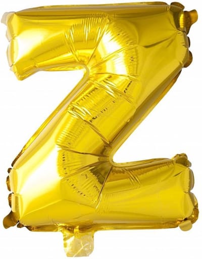 Folie Ballon Letter Z Goud 41cm met Rietje