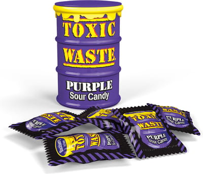 Toxic Waste paars zure Amerikaanse snoepjes- Purple Sour Candy Drum 12x 42 gram