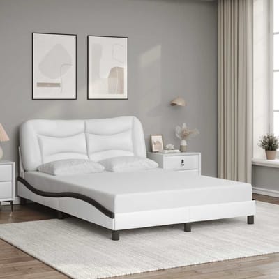 vidaXL - Bedframe - zonder - matras - "Hvar" - kunstleer - wit - en - zwart - 140x190 - cm