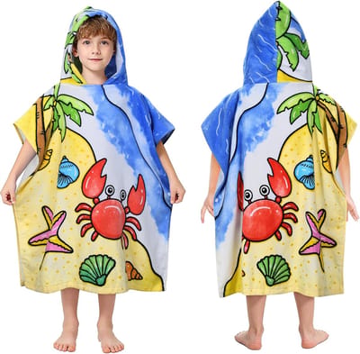 Thijox - Kato Tirrinia Badponcho voor Kinderen, 100% Katoen, 90-120 cm, Absorberende Badhanddoek, Capuchon Poncho voor Meisjes en Jongens, Ideaal voor