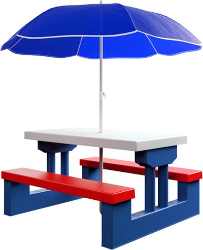JCP® Kindertafel - Tot 4 Kinderen - Kindertafel en Stoeltjes - Kindertafel met Stoeltjes - Blauw en Rood - 67cm x 57cm x 41cm