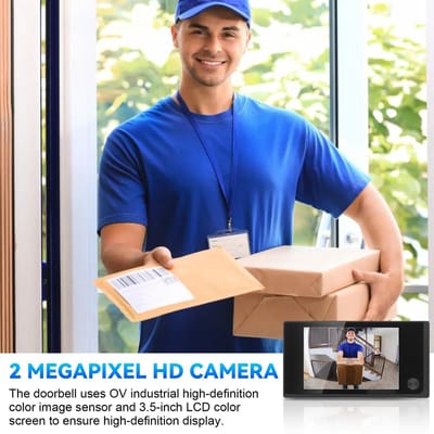 Allecto - Deurspion Camera - 3.5 Inch LCD - 2MP Beeldkwaliteit - 120° Hoek - Veiligheidssysteem - Toezicht - Geschikt voor Thuis - Zwart