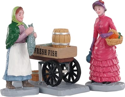 Lemax - Fresh Fish For Sale- Set Of 3 - Kersthuisjes & Kerstdorpen