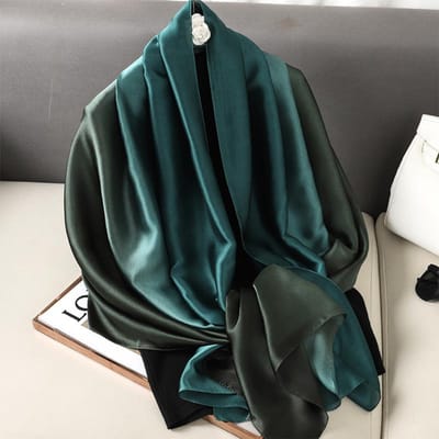 Luxe Gegradueerde Zijden Sjaal Dames Effen Dames Sjaals Wraps Bandana Hoofddoek Mode Dame Hijab Bruiloft Poncho 90x180cm black