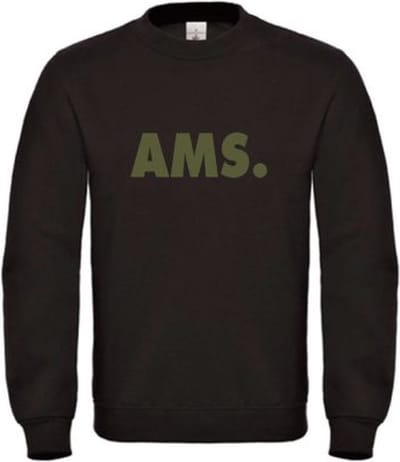 Sweater zwart L - AMS - olijfgroen - soBAD. | Amsterdam | Unisex | Sweater heren | Sweater Dames