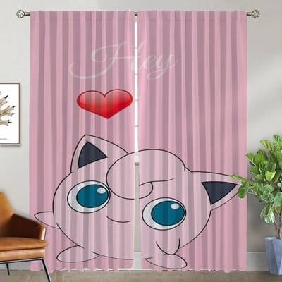 Gordijnen Kinderkamer P-pokemones Woonkamer Gordijn Huisinterieur Gordijnen voor Camera Halloween Decoratie Tule voor Slaapkamer W86xH137cmx2pcs-CL