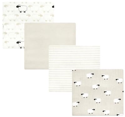 Unisex Baby Katoen Flanel Ontvangende Dekens - Taupe Schaap - One Size