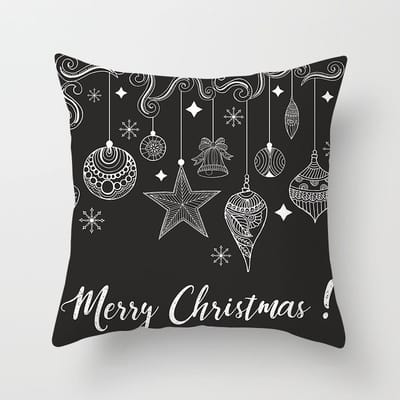 Without Lemon - Kerst Kussenhoes - Zwart met witte "Merry Christmas" - Kerst kussen - Kerstdagen - Feestdagen - Kerst - Decoratie - Woondecoratie - Kussenslopen - December - Cadeau