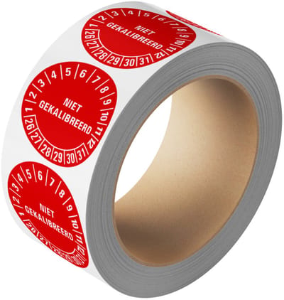 Niet gekalibreerd keuringssticker 26-31 - rood - 25 meter op rol 20 mm - 1150 per rol
