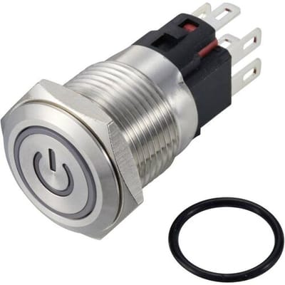 TRU COMPONENTS TC-12647396 Druktoets 250 V/AC 3 A 1x uit/(aan) IP65 RGB Moment RVS 1 stuk(s)