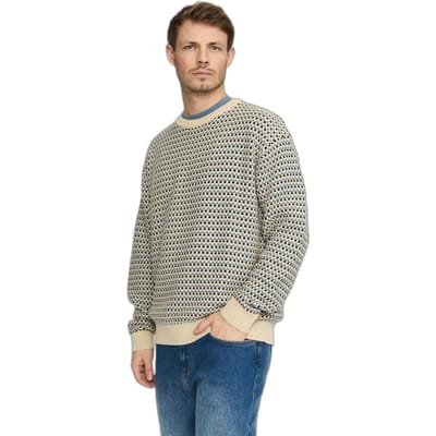 Revolution™ loose knit Sweater - Trui - Mannen - Beige / Blauw / Zwart - Maat S