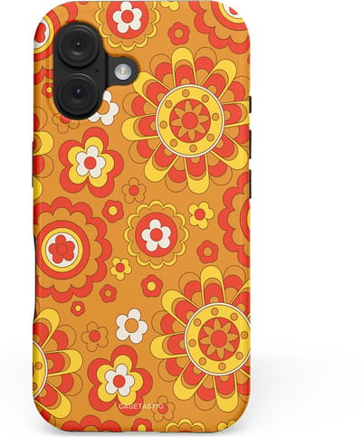 Casetastic hoesje geschikt voor Apple iPhone 16 - MagSafe - Dubbellaagse bescherming - Retro droom - Fashion Case - Okergeel Terracotta Rood