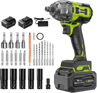 CONENTOOL Accu Slagmoersleutel 21V - 520Nm - Borstelloze Motor - incl. 2x 4000mAh Accu - 1/2" Slagmoersleutelset