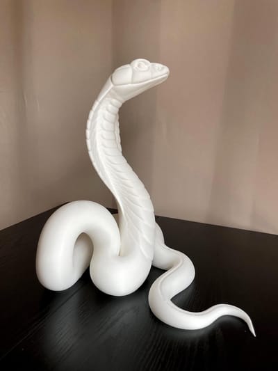 Cobra Slang 3D Geprint Minimalistisch Decoratief Beeldje | 30 Centimeters / Wit