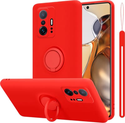 Cadorabo Hoesje geschikt voor Xiaomi 11T / 11T PRO in LIQUID ROOD - Beschermhoes van flexibel TPU silicone Case Cover met ring