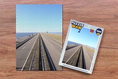 Puzzel Nederlandse Afsluitdijk met een blauwe lucht - Legpuzzel - Puzzel 1000 stukjes volwassenen